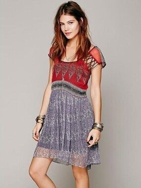 Free People Flaming Hearts Mini Dress